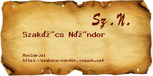 Szakács Nándor névjegykártya